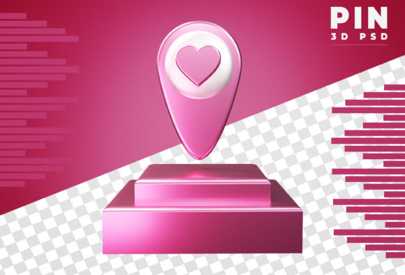 3D Pin Logo Love Rendering: A Premium Mockup for Designers