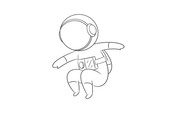 Astronaut Doing a Jump-up for Coloring
