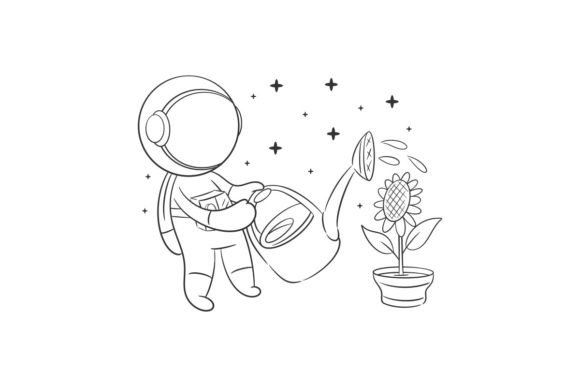 Astronaut is Watering Sunflowers: A Designer's Free Creative Asset