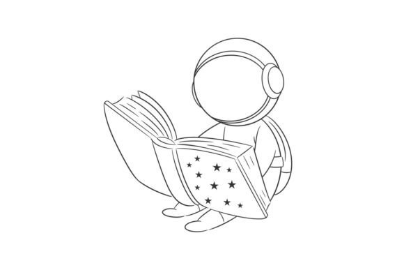 Astronaut Reading a Book About Stars: A Stellar Design Asset