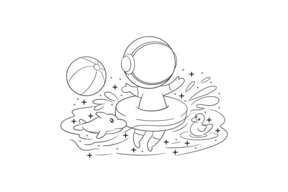 Astronaut Swimming in a Swim Balloon: A Unique Design Asset