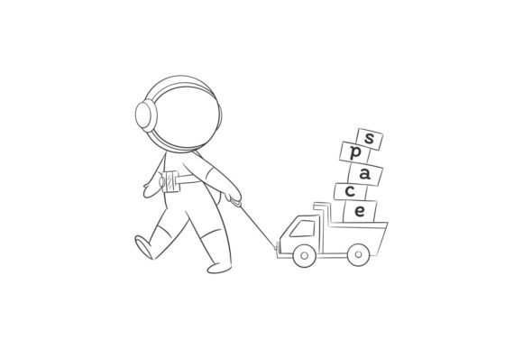 Astronaut Walking Pulling Toy Car: A Unique Design Asset