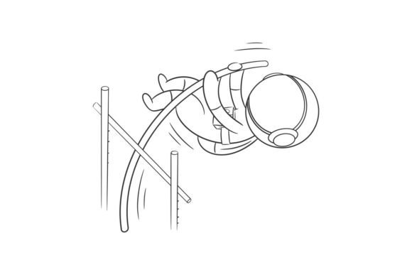 Astronauts Are Excited Play Pole Vault: A Creative Design Asset