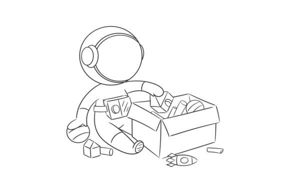 Astronauts Are Packing Toys into Boxes: A Designer's Free Asset