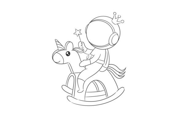 Creative Design with Astronaut Riding a Toy Unicorn