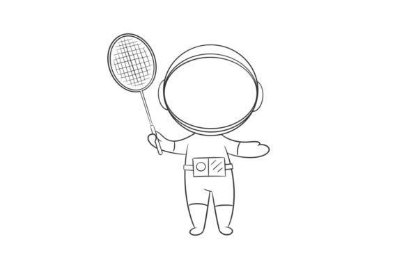 Creative Design with Astronaut Wants to Play Badminton