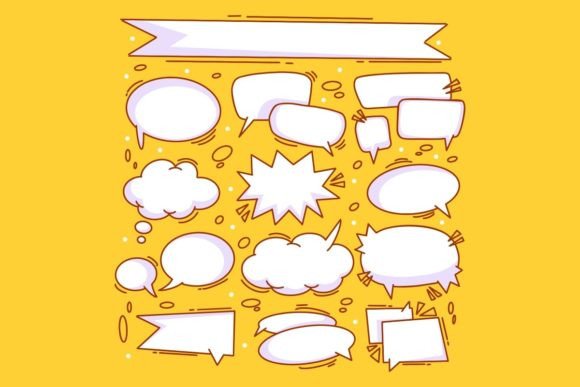 Hand Drawn Comic Chat Bubbles Collection
