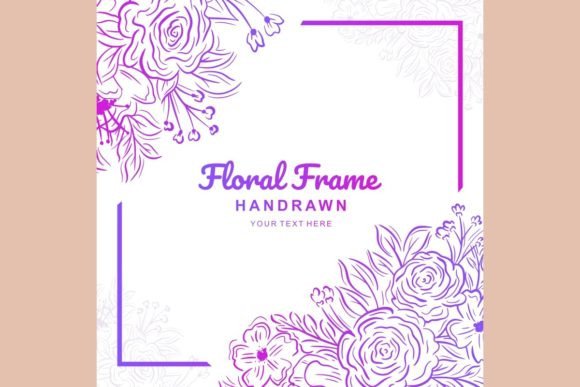 Hand Drawn Pink Floral Frame: Elevate Your Designs