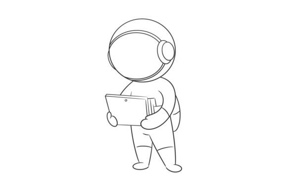 Modern Astronaut Tablet Illustration: A Designer's Asset