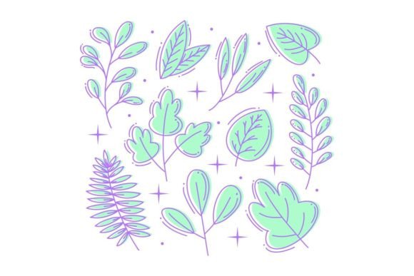 Vibrant Hand Drawn Leaf Designs for Creative Projects