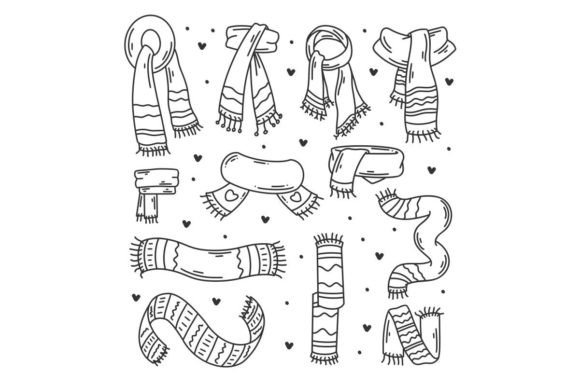 Winter Neck Warmer Hand Drawn Doodles: Design Asset Guide
